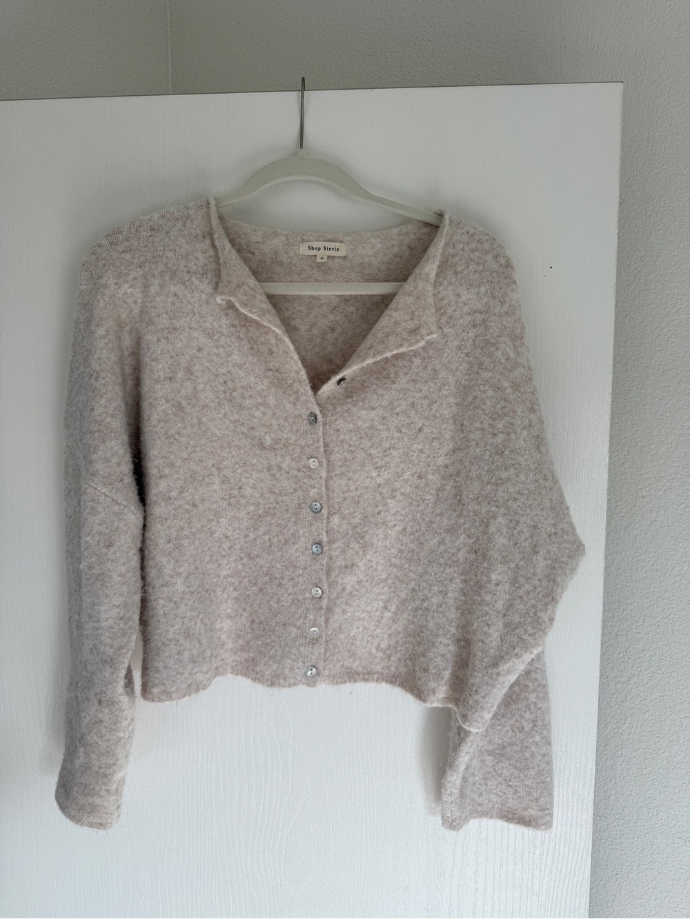 Shop Stevie Cream Button-Front Cropped Cardigan